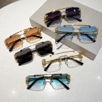 KAMMPT-Vintage-Rimless-Sunglasses-Men-Women-Fashion-Oversized-Square-Shades-Eyewear-New-Double-Bridge-Gradient-UV400