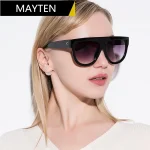 MAYTEN-Lady-Flat-top-Oversized-Sunglasses-Women-Female-Big-Frames-UV400-Cat-Eye-Sunglass-Electroplated-Rivet