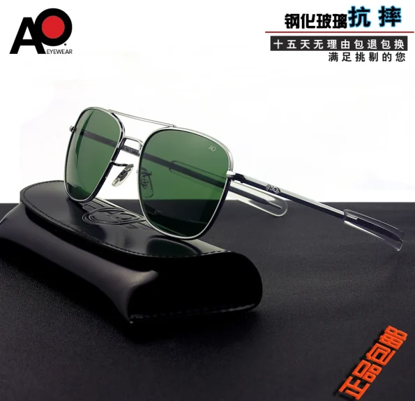 Men-Aviation-AO-Sunglasses-With-Glass-Lenes-Vintage-Classic-Brand-Designer-American-Army-Military-Optical-Sun-1