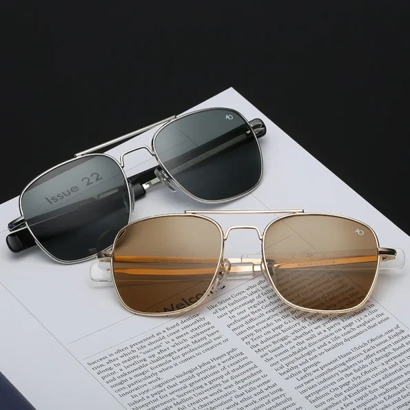 Men-Aviation-AO-Sunglasses-With-Glass-Lenes-Vintage-Classic-Brand-Designer-American-Army-Military-Optical-Sun-4