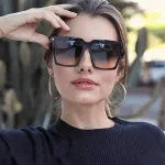 New Large Frame Square Sunglasses Women Decorative Rice Nail Fashion Sun Glasses Men Outdoor Driving Eyewear UV400 Oculos De Sol